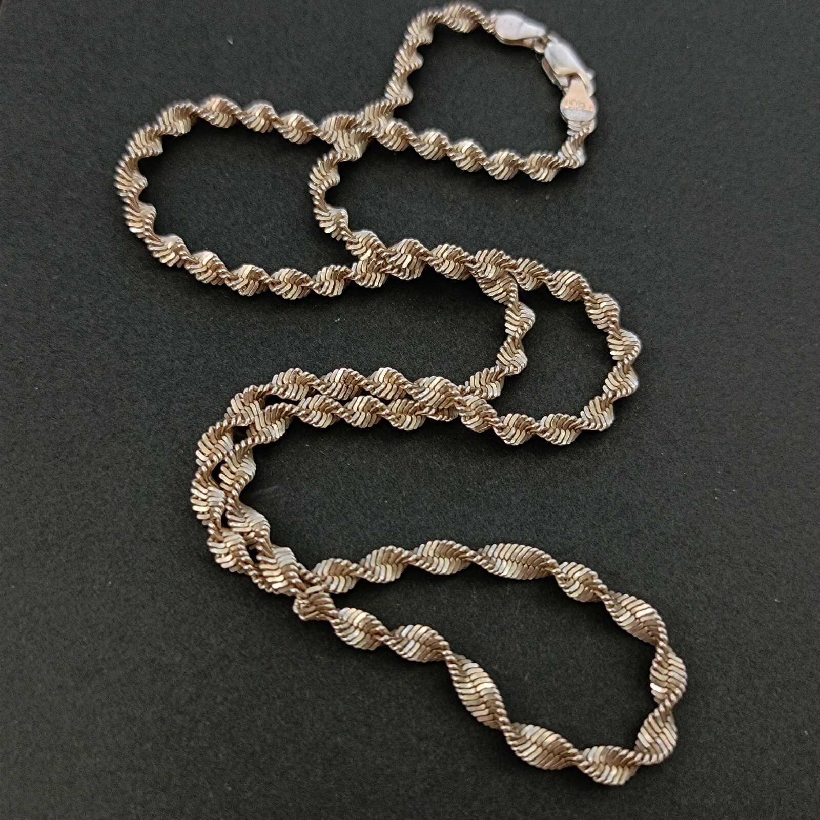 Vintage Sterling Silver Chain Necklace Italy Thick Twisted Rope Men’s Women Gift