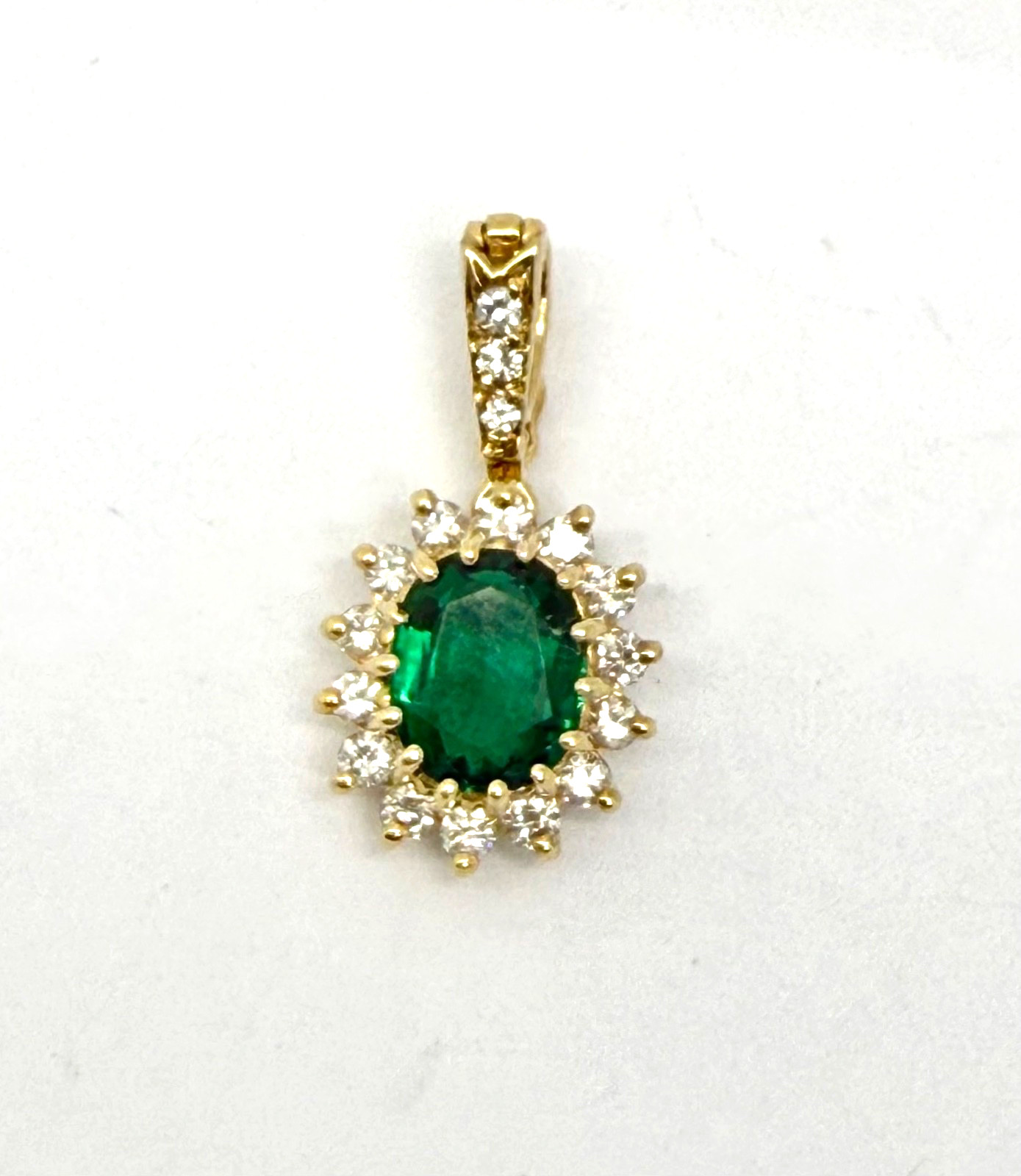 1.19 Carat Natural Zambia GIA Emerald VVS -VS Diamond Pendant 14k YG