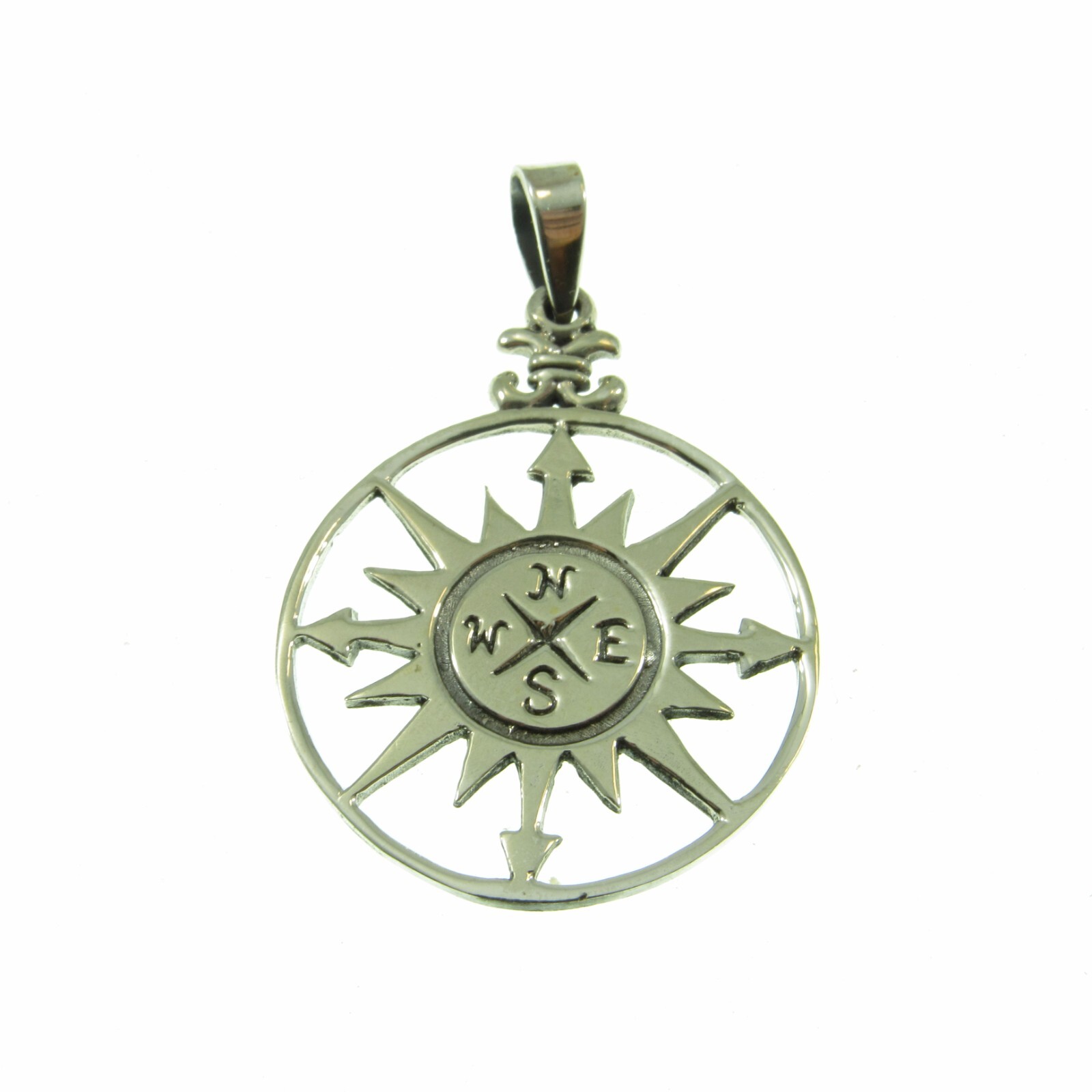 Handcrafted Solid 925 Sterling Silver Compass Pendant, Nautical Jewelry Charm