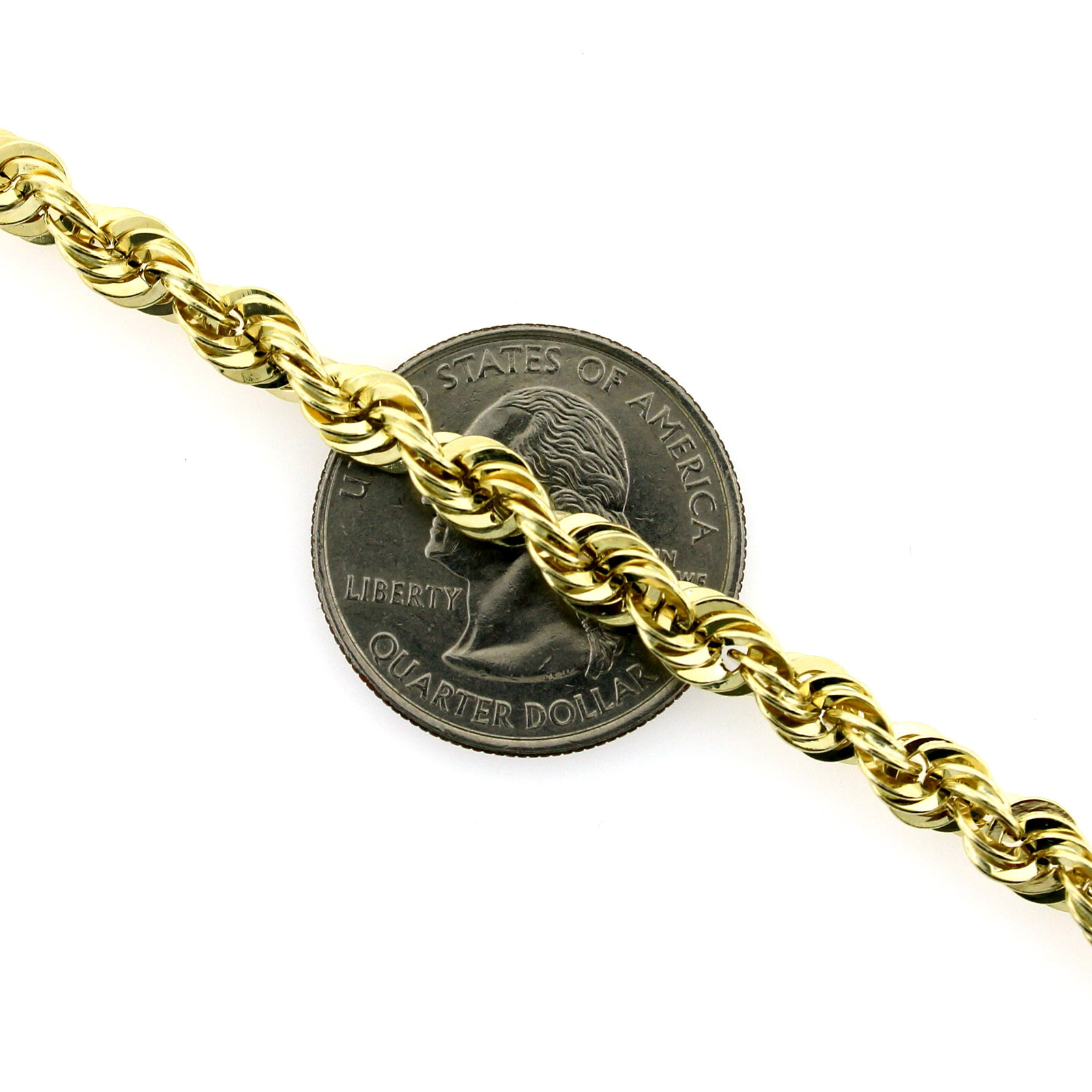 10K Yellow Gold 2mm-6mm Diamond Cut Rope Chain Necklace or Bracelet 16″ – 30″