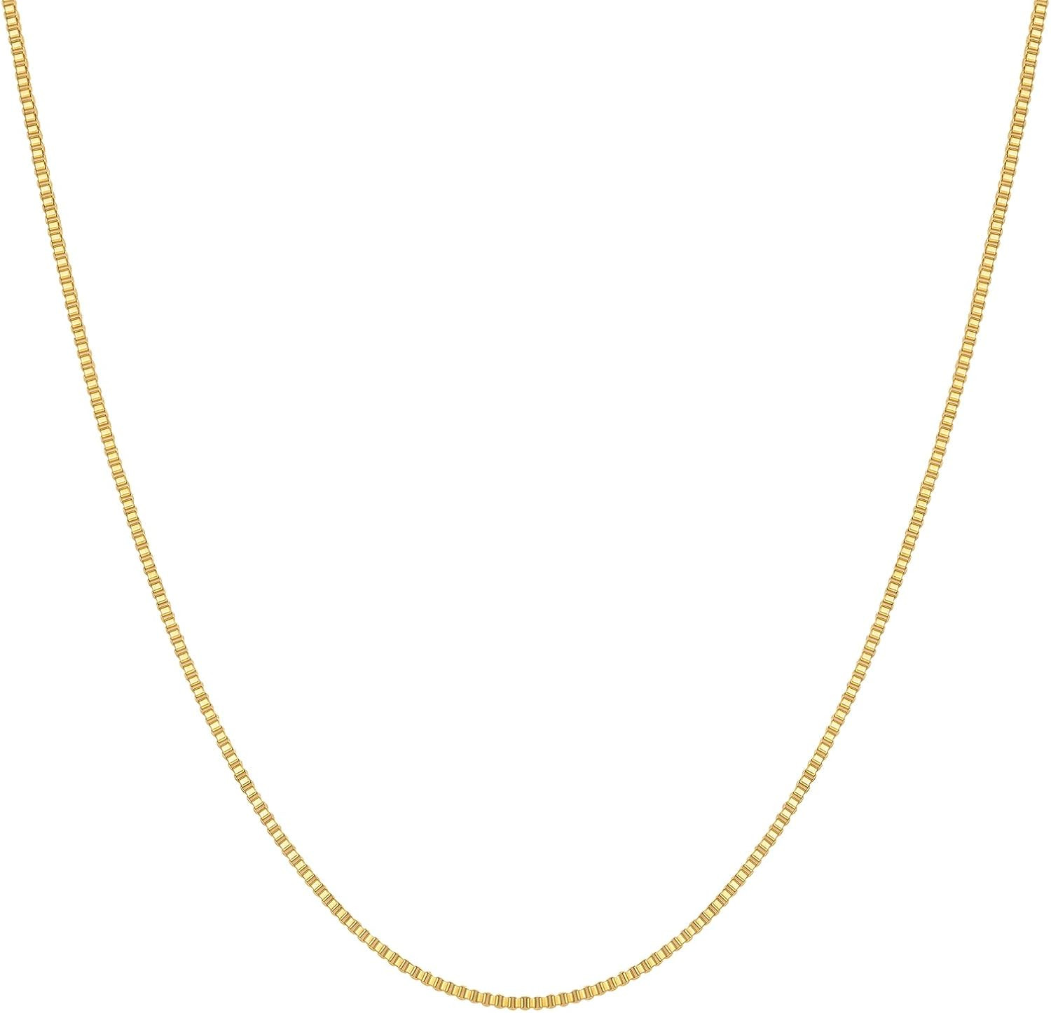 Box Chain Necklace, Sterling Silver or Gold Plated, 14-30 Inch | Choose 925 Ster