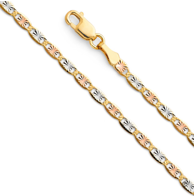 14K Solid Gold 2.1mm Mariner Link Chain – 14K Real 3T Gold Mariner Chain- CH115