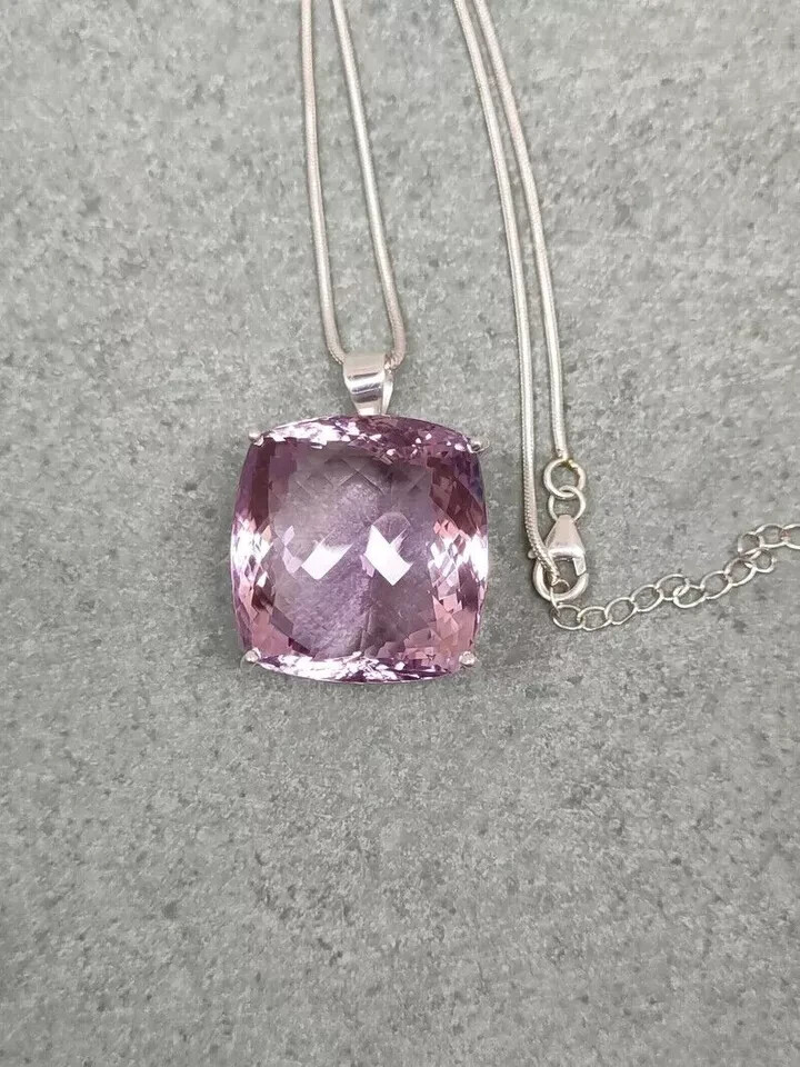 Staggering African Amethyst Gemstone 925 Sterling Silver Beautiful Pendant MK*