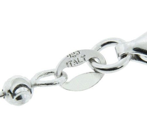 4mm Diamond Moon Cut Ball Bead Chain Necklace Real Sterling Silver ITALY QVC