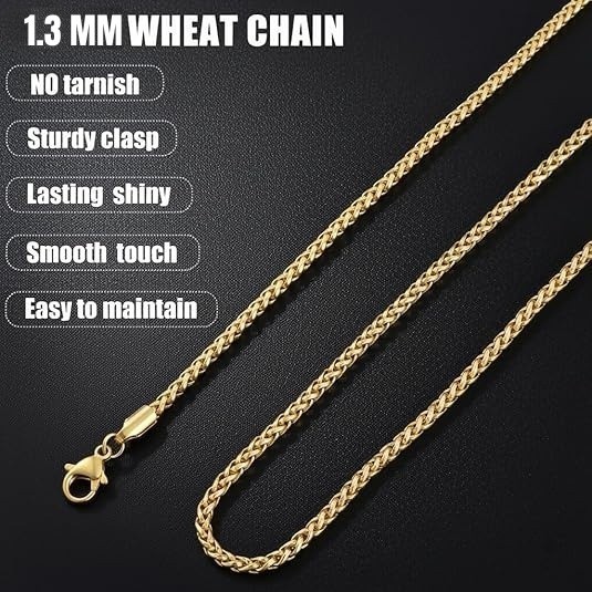 1.3mm Wheat Chain yellow Gold Filled- Multiple Sizes