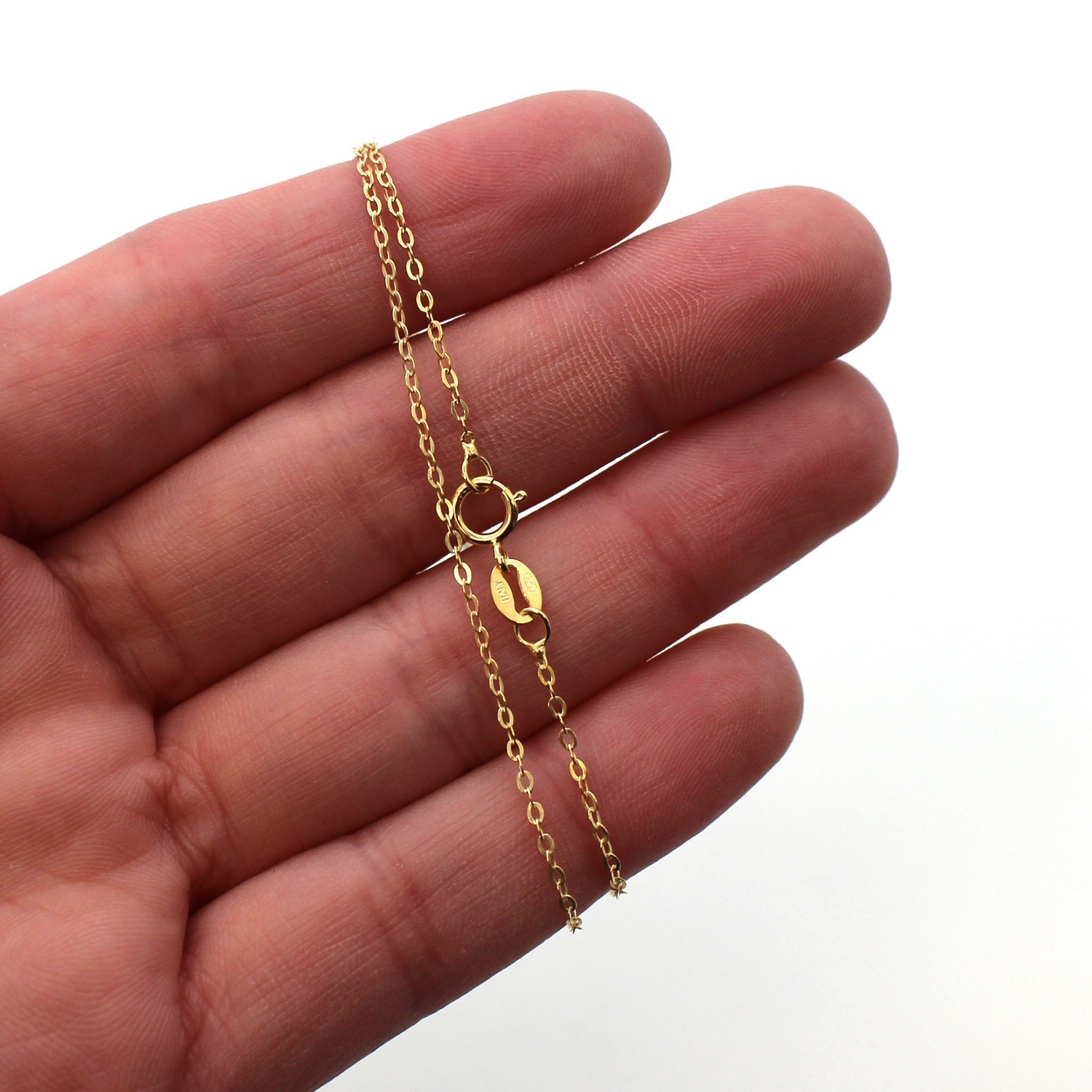 22K Gold Plated over Sterling Silver Necklace-Cable Flat Oval Chain (All Sizes)