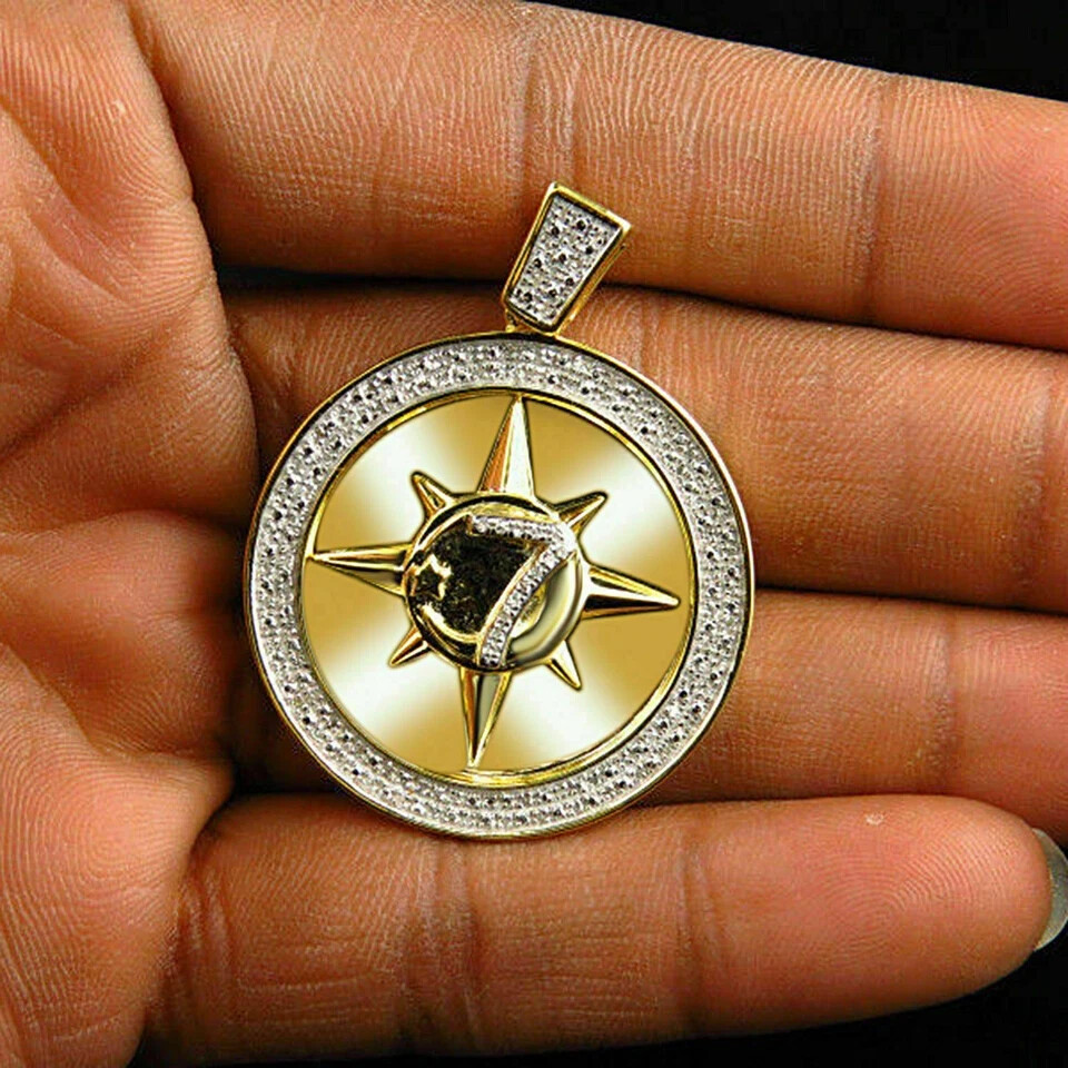 0.50Ct Mens Round Diamond Five Percenter Pendant In Yellow Gold Finish
