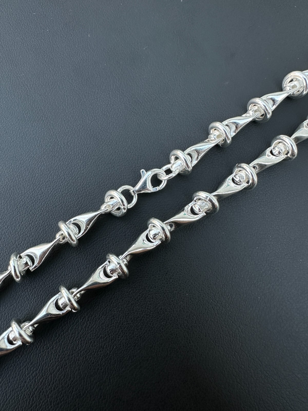 Real 925 Sterling Silver Custom 8mm Barbed Wire Link Chain Necklace Or Bracelet