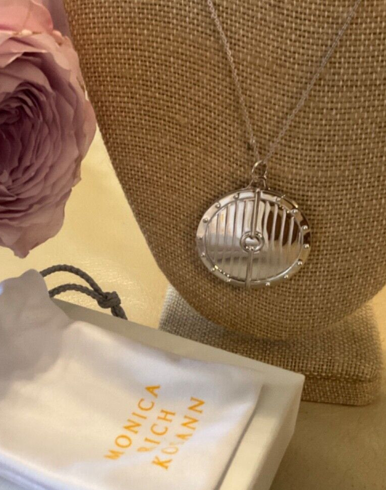 NEW MONICA RICH KOSANN Sterling Silver Round Buckle Half Locket NECKLACE