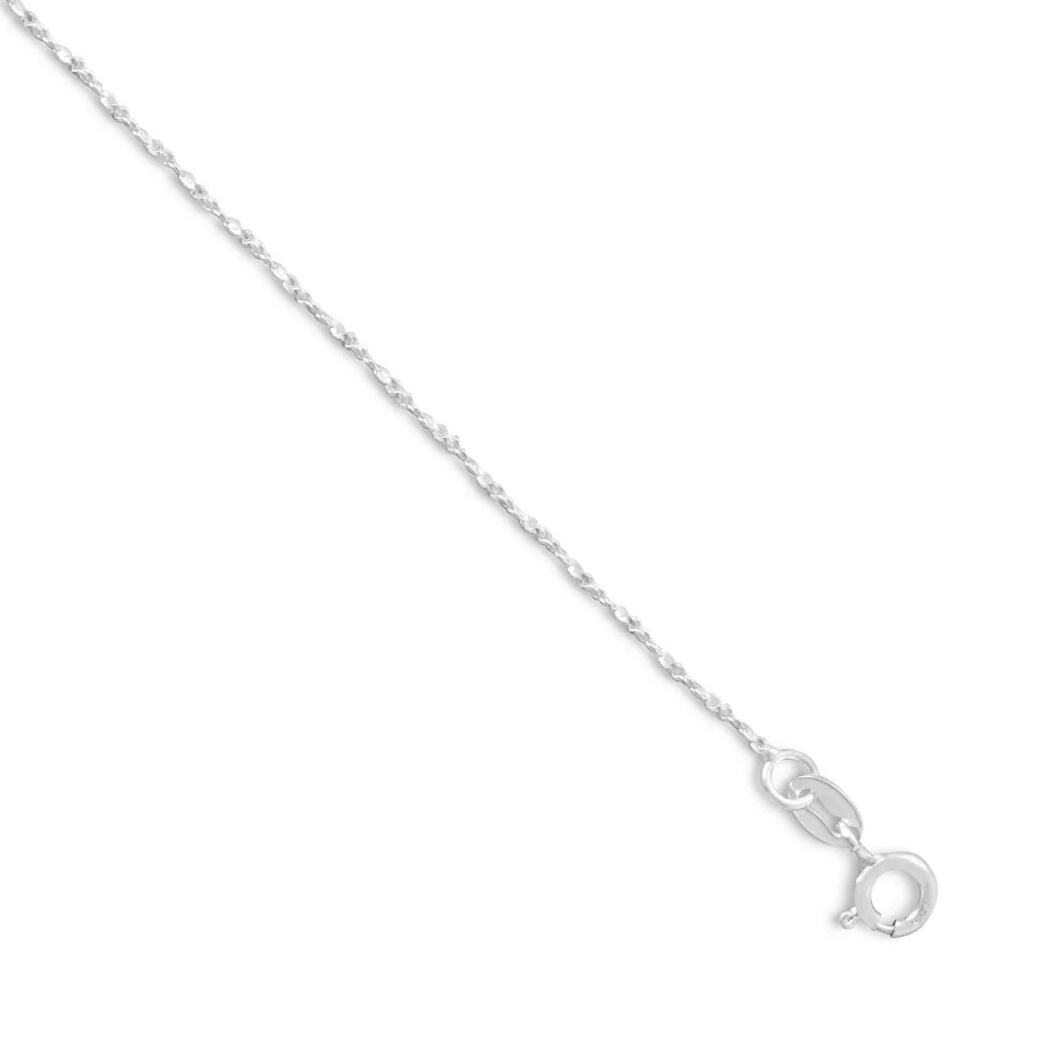 Twisted Serpentine Chain Necklace 925 Sterling Silver Spring Ring 1mm