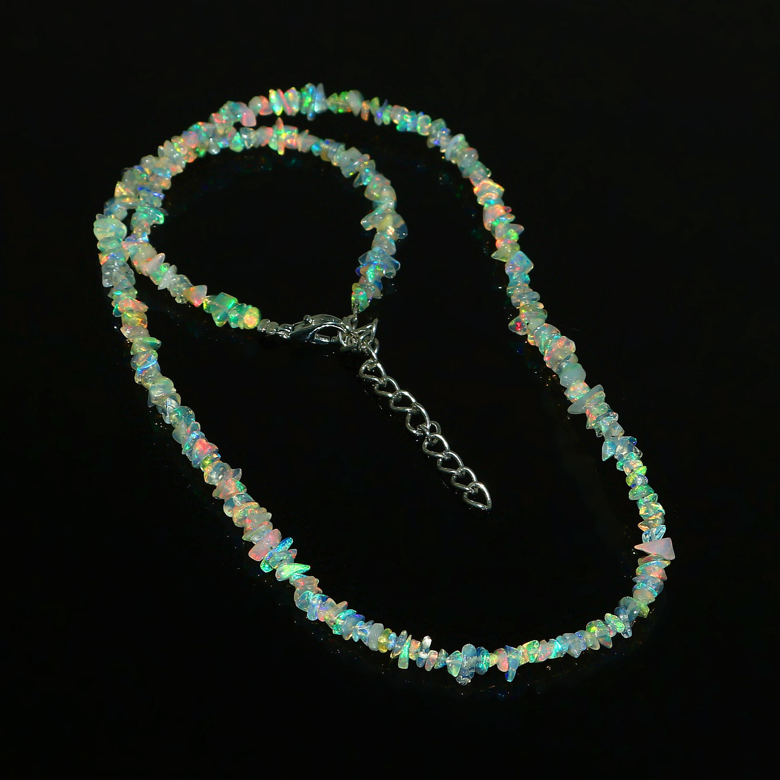 Natural Ethiopian Welo Fire Opal Raw Uncut Beaded Gemstone Necklace 16 Inches