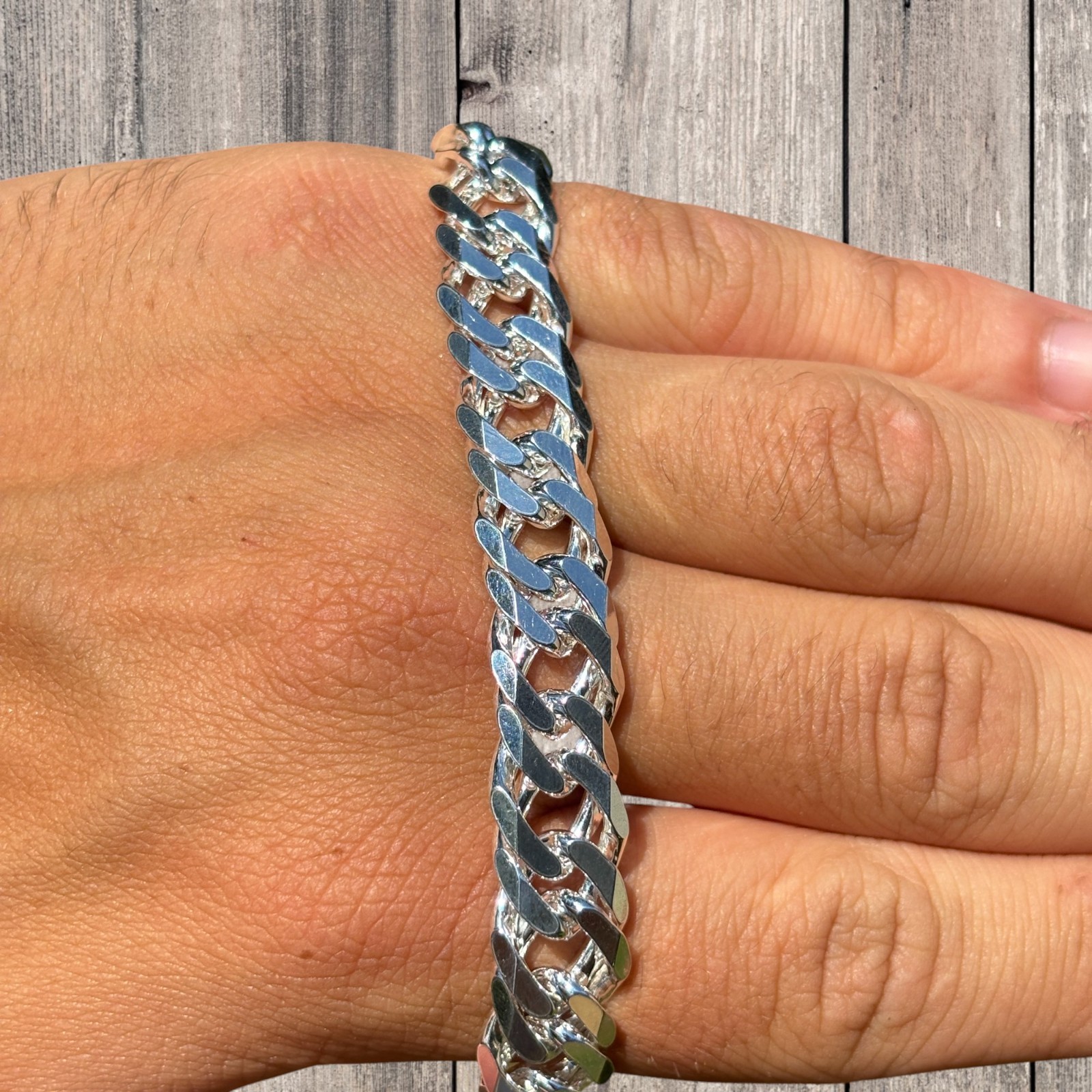 12mm Double Curb Link Chain Necklace – Solid 925 Sterling Silver MADE IN ITALY