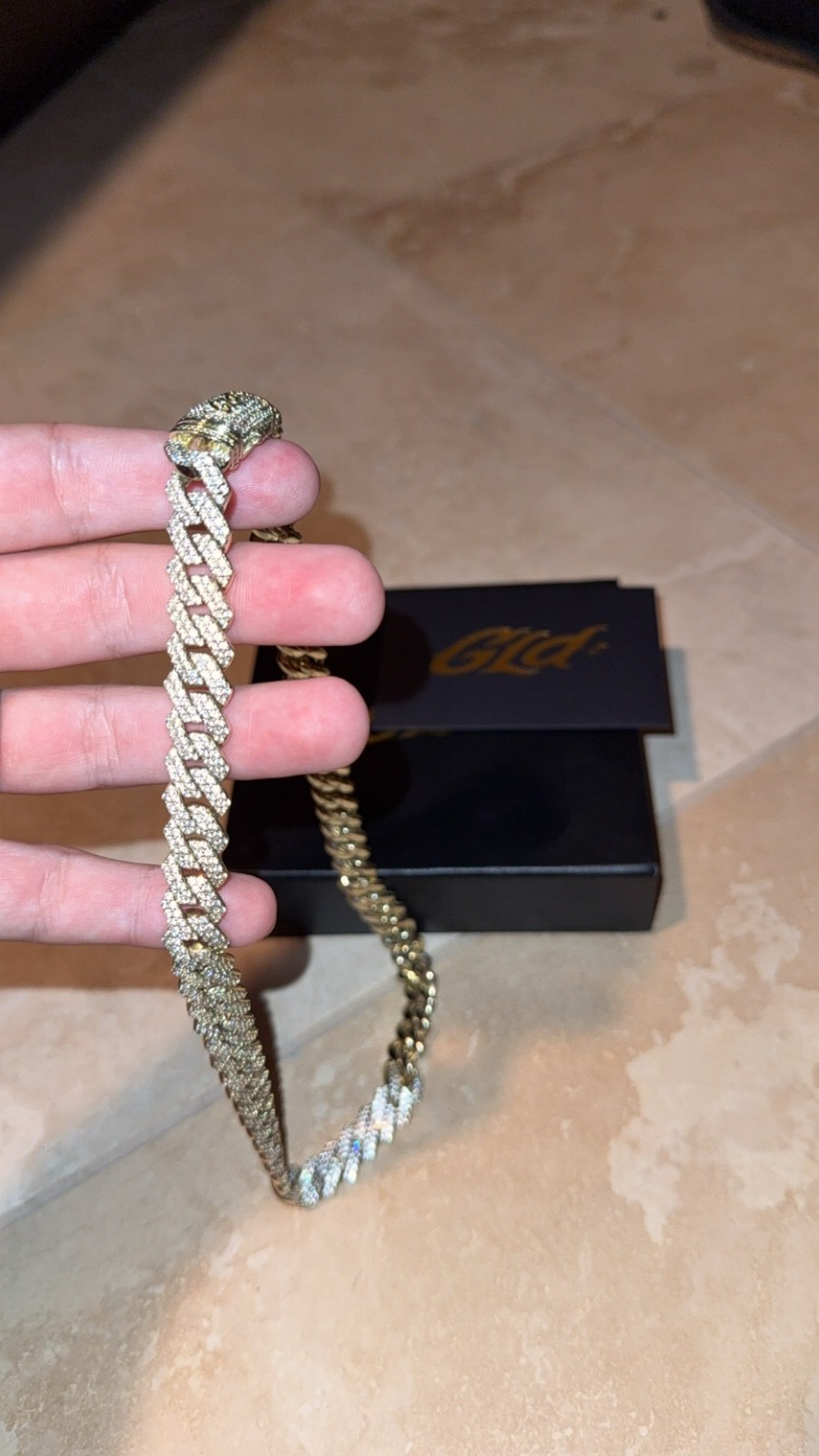GLD 12mm Diamond Prong Chain Necklace