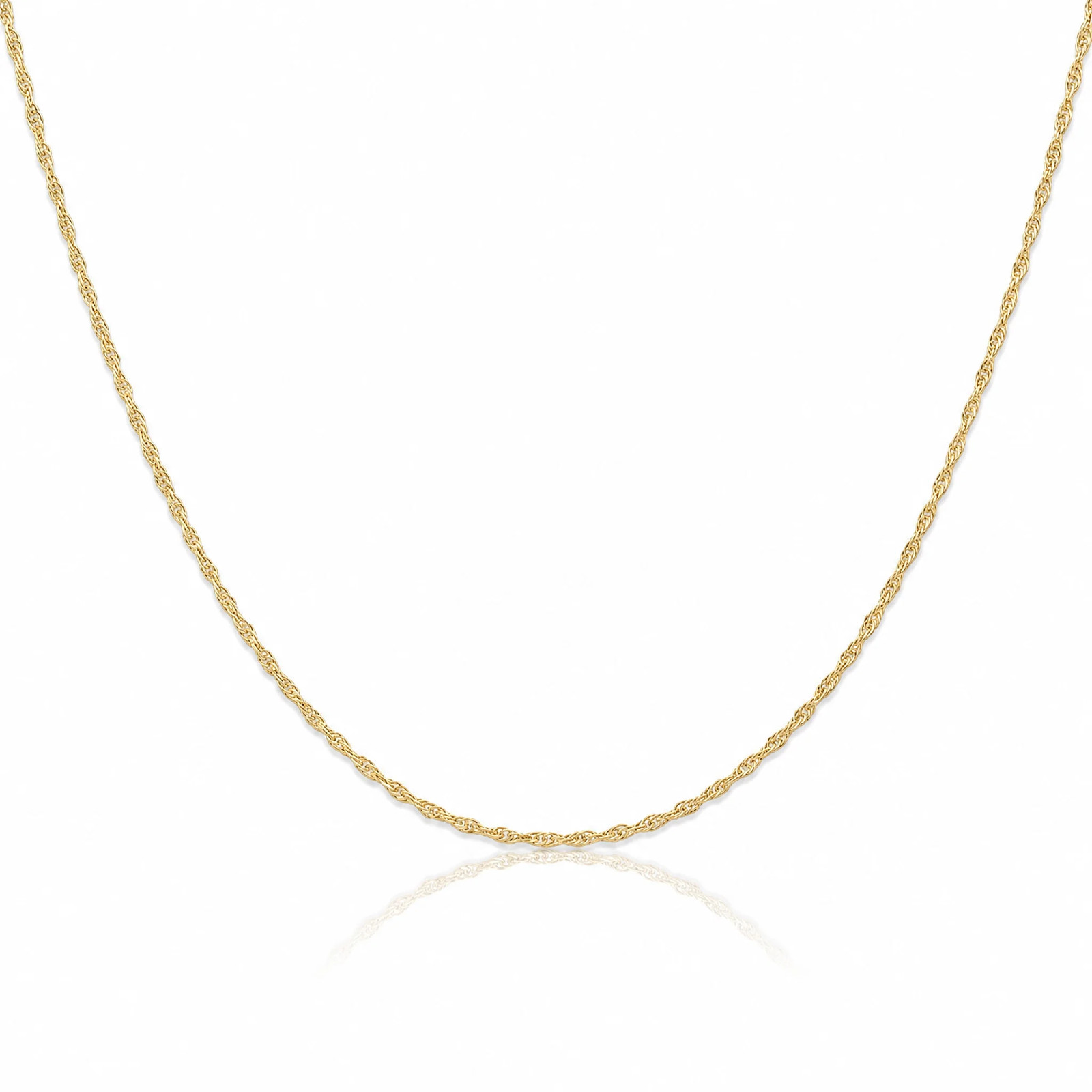 14K Yellow Gold 1.15mm Carded Cable Rope Chain Necklace 16″-24″