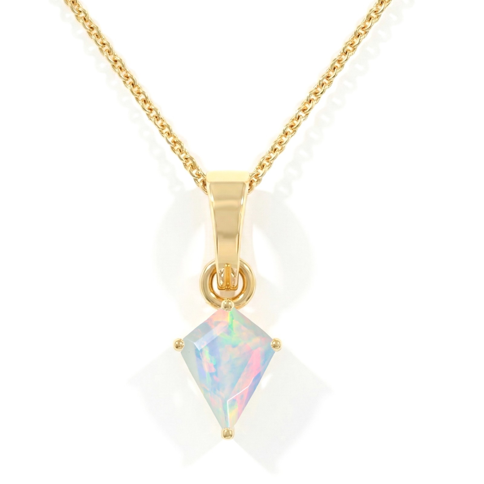 Natural White Opal Gemstone Necklace, Kite Cut Necklace For Women, Gift For Her