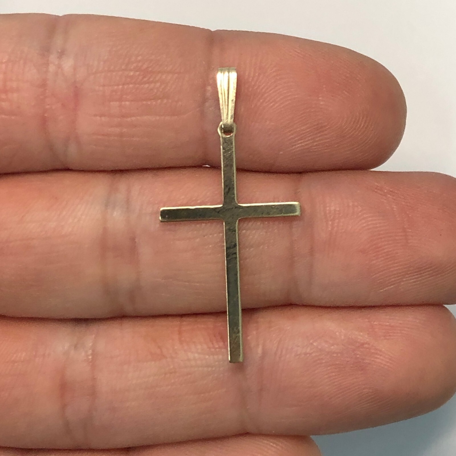 Real Genuine Solid 1/20 14K Yellow Gold Cross 1 1/2 Inch Catholic Religious