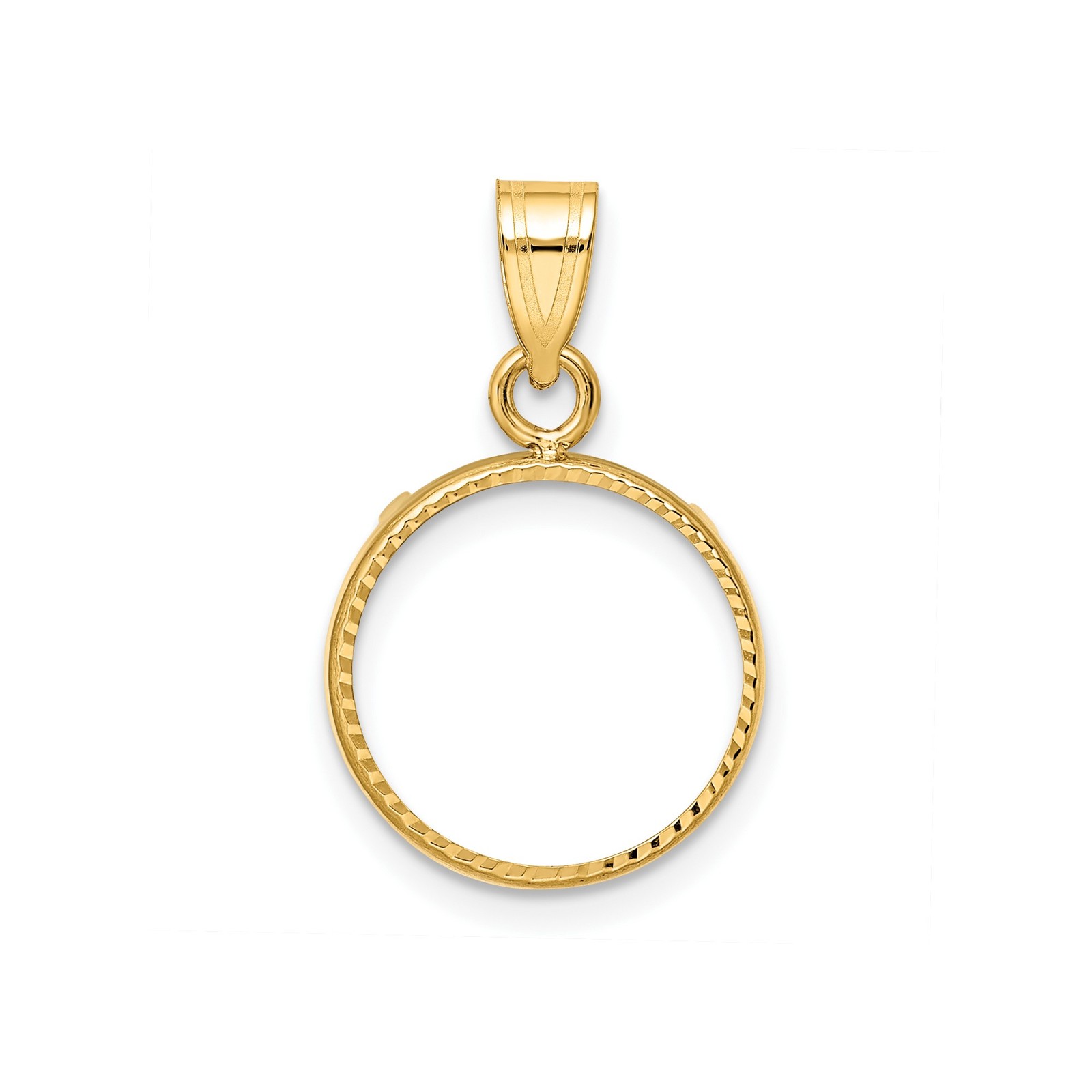 Peso Bezel 2 Peso 14k Yellow Gold Polished Diamond-Cut Prong Set Pendant