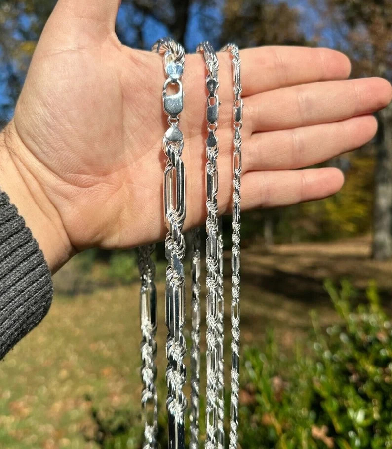 14k White Gold 30″ 3MM Solid Milano FIGAROPE Link Chain/Necklace 25 Grams
