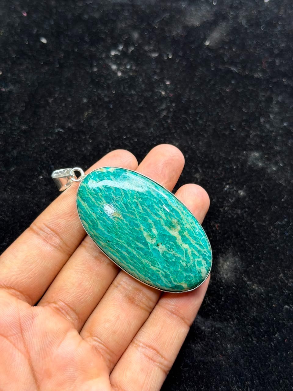 Natural Amazonite 925 Sterling Silver Pendant Handmade Jewelry