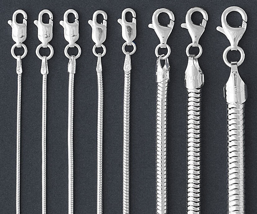 925 Sterling Silver Snake Chain Necklace .925 Italy All Sizes