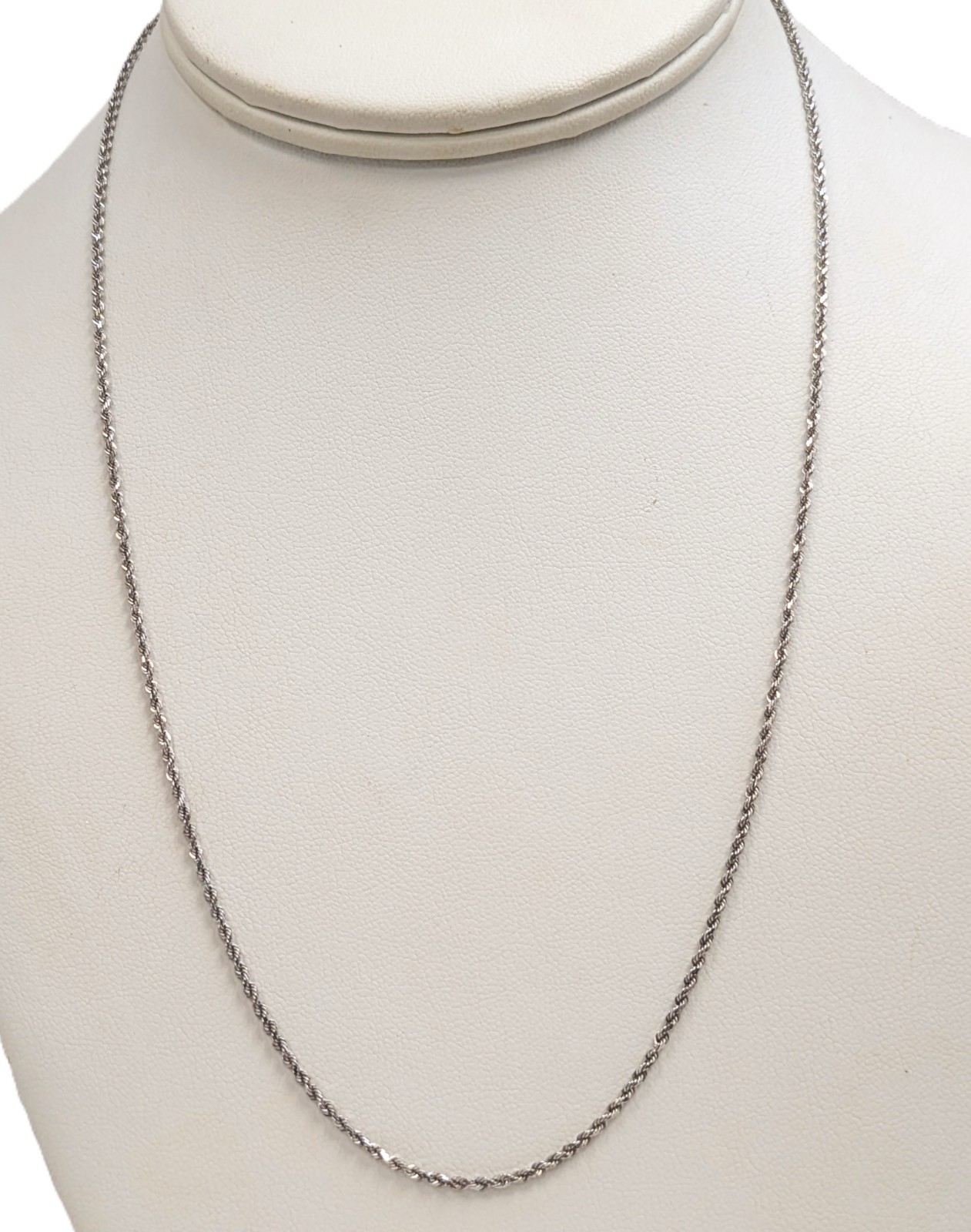 14K Solid White Gold Chain, 19-1/2” Long