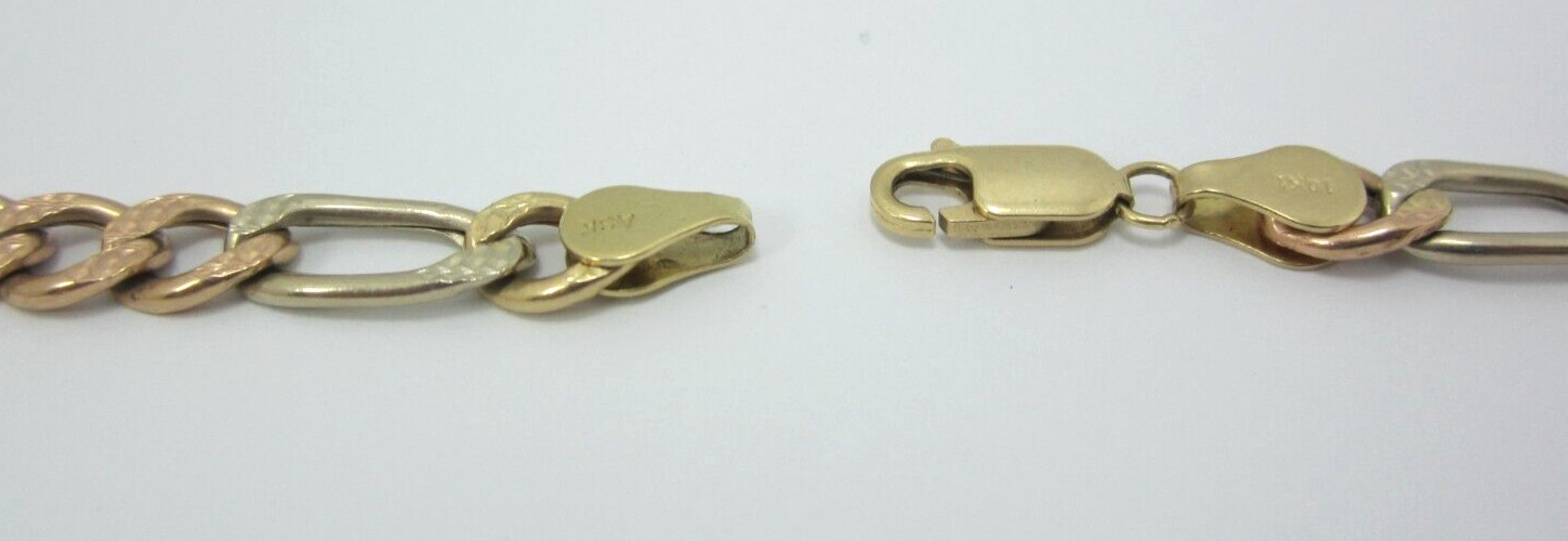 STUNNING MULTI-TONE GOLD (20″) FIGARO STYLE CHAIN NECKLACE 12.1G