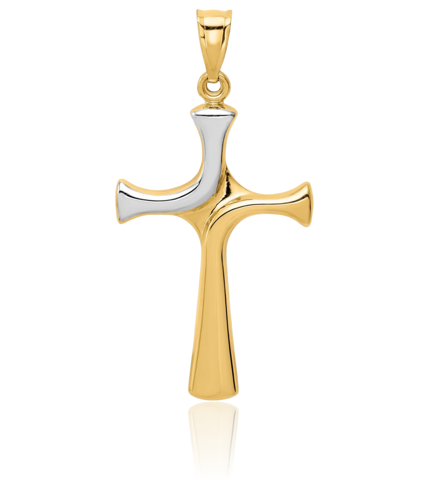 14K Solid Yellow Gold Extra Large Cross Pendant Necklace 39mm 1-1/2 inch