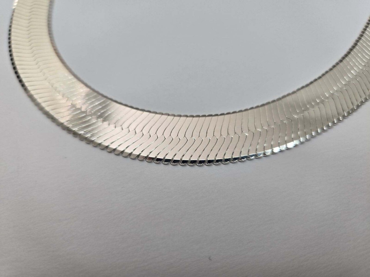 925 Sterling Silver Thick Beveled Edges Herringbone Chain Necklace 13mm 8″-30″