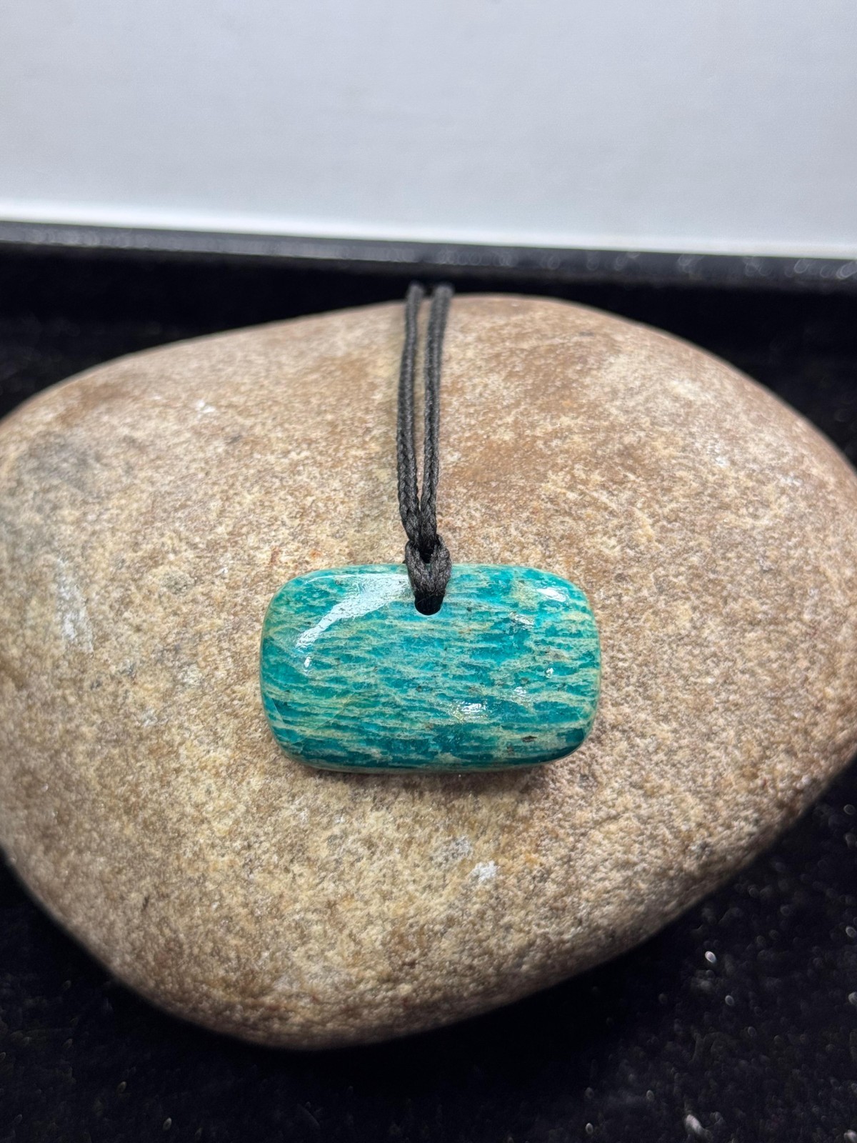 Natural Amazonite Pendant Necklace Handmade Thread Pendant Daily Wear