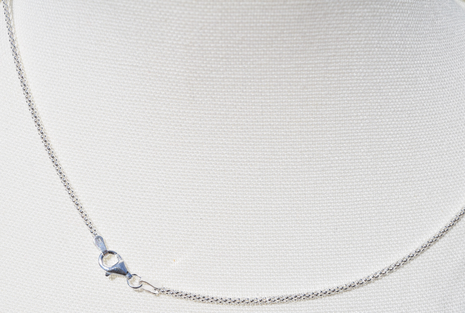 20 Inch Popcorn Chain 1.7mm .925 Sterling Silver Necklace 9mm Lobster Clasp