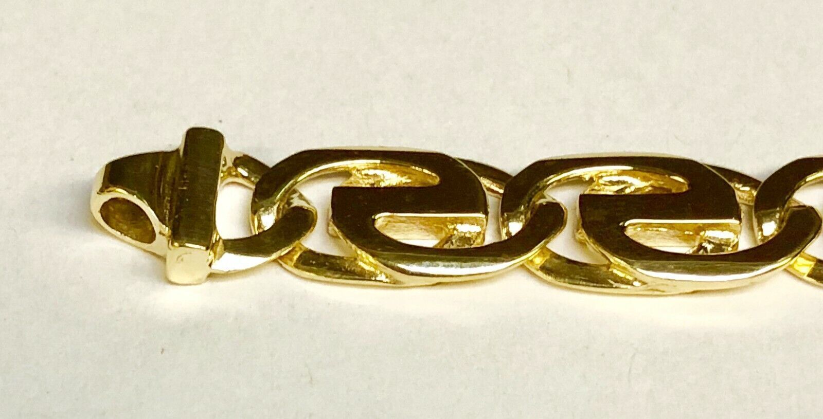 10k Solid Yellow Gold Handmade 13mm Tiger Eye Link Necklace, 30″
