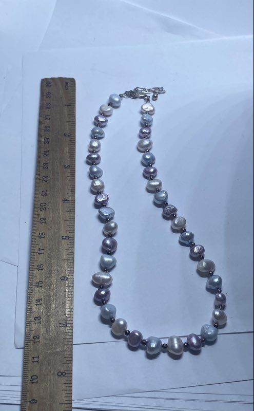Sterling Silver 925 Multi-Color Freshwater Pearl Necklace 18.5″ 31.2g