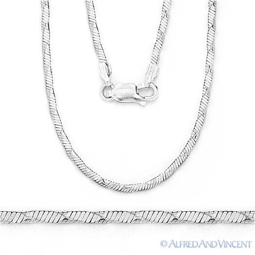.925 Sterling Silver Herringbone 1.4mm Link Chain Fashion Rope Italian Necklace