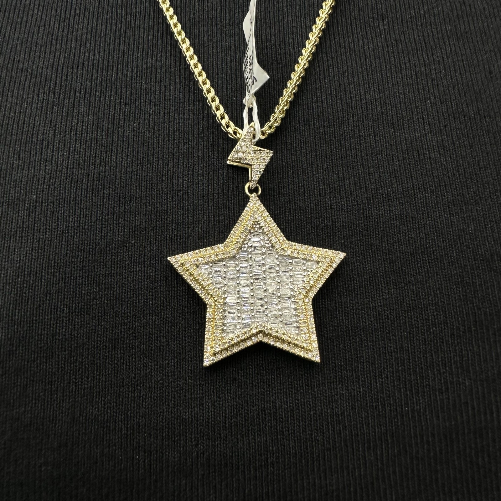 Genuine Diamond Start Charm 1.20 CTW with 10k Gold Pendant Male Female