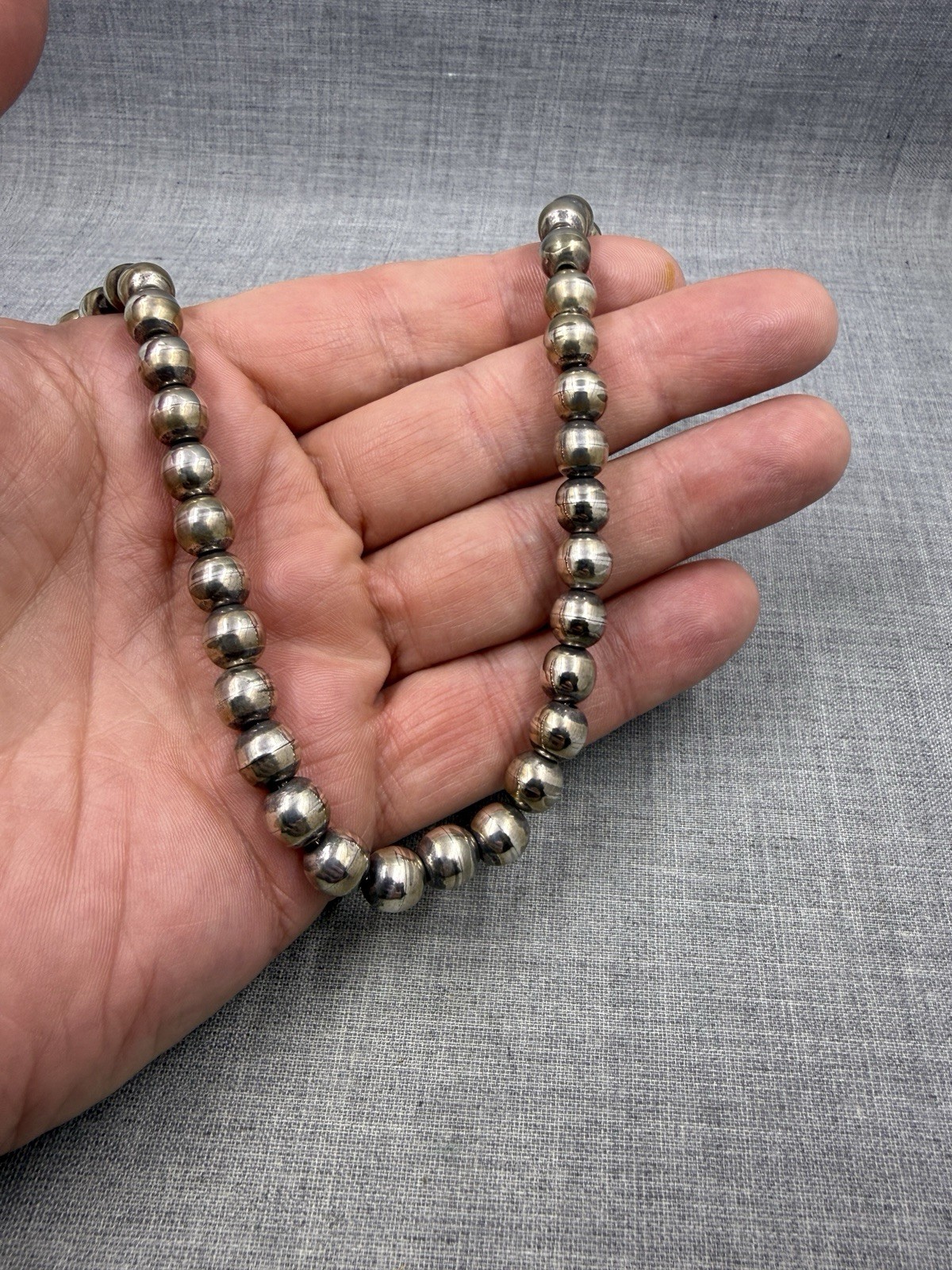 Sterling Silver .925 8mm Ball Bead Necklace 20.5″ (45 Grams)