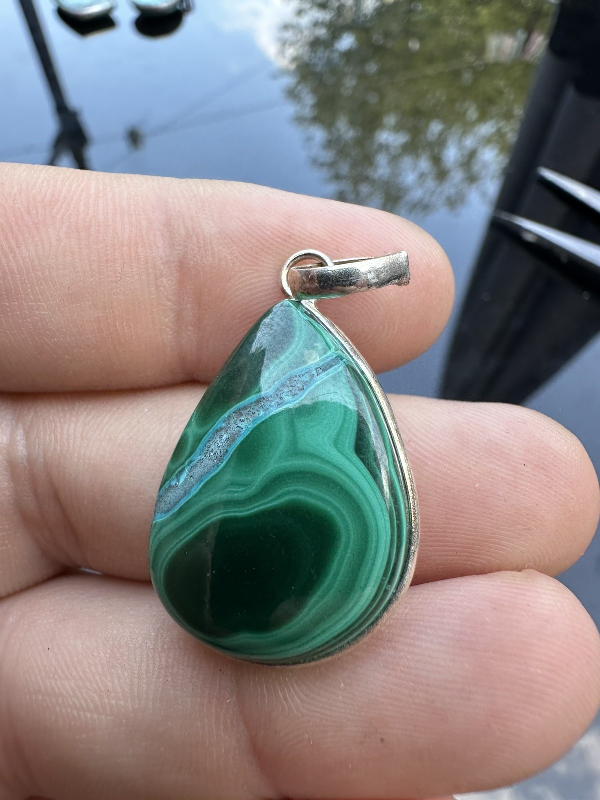 Malachite Chrysocolla 925 Sterling Silver Pendant Natural C3