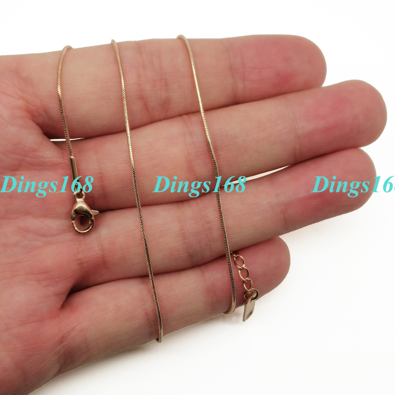 Unisex 18K Rose Gold Filled 1mm Thin 16″ -18″ Italian Snake Chain Necklace Q021R