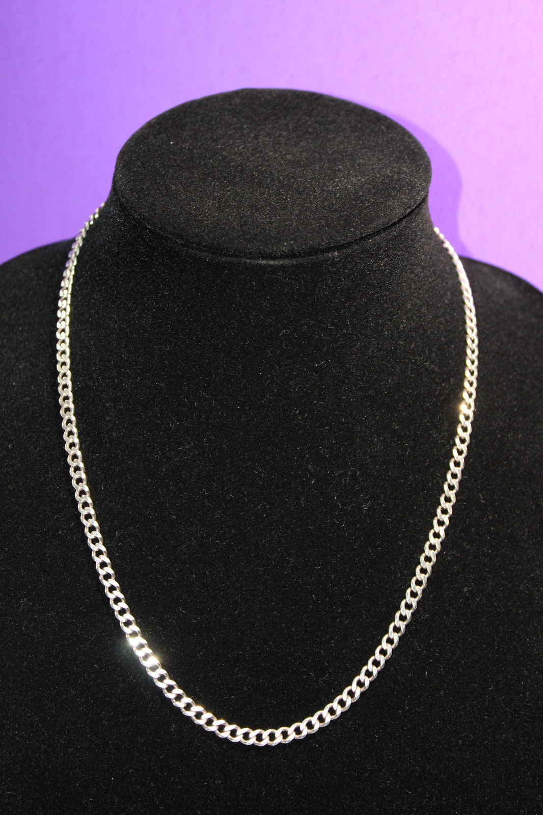 VTG SILVER CURB LINK 5mm Chain Necklace ITALY 20″ Long *~~Very GOOD Quality !