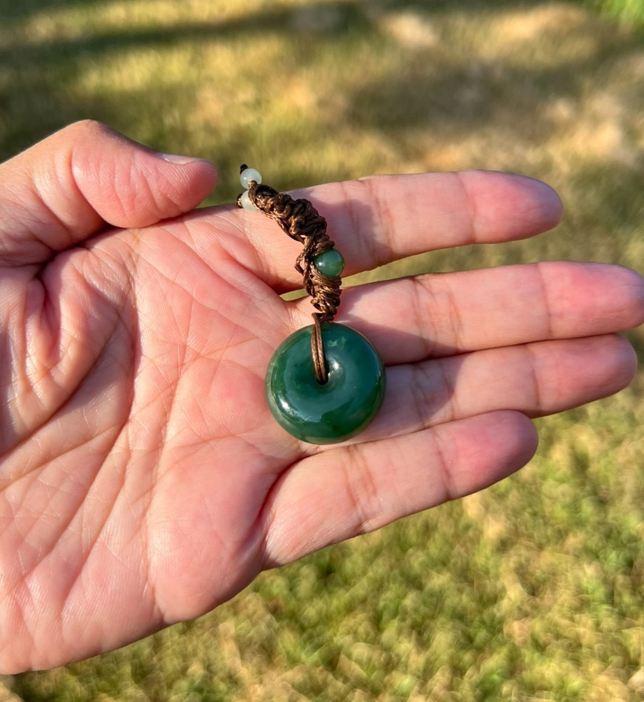 Genuine 100% Natural Rich Green Nephrite Jade PingAn Pendant H141 d