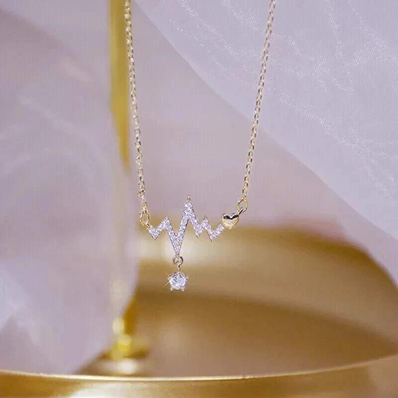 1.30 Ct Round Cut Real Moissanite Women Necklaces Pendant 14K Yellow Gold Plated