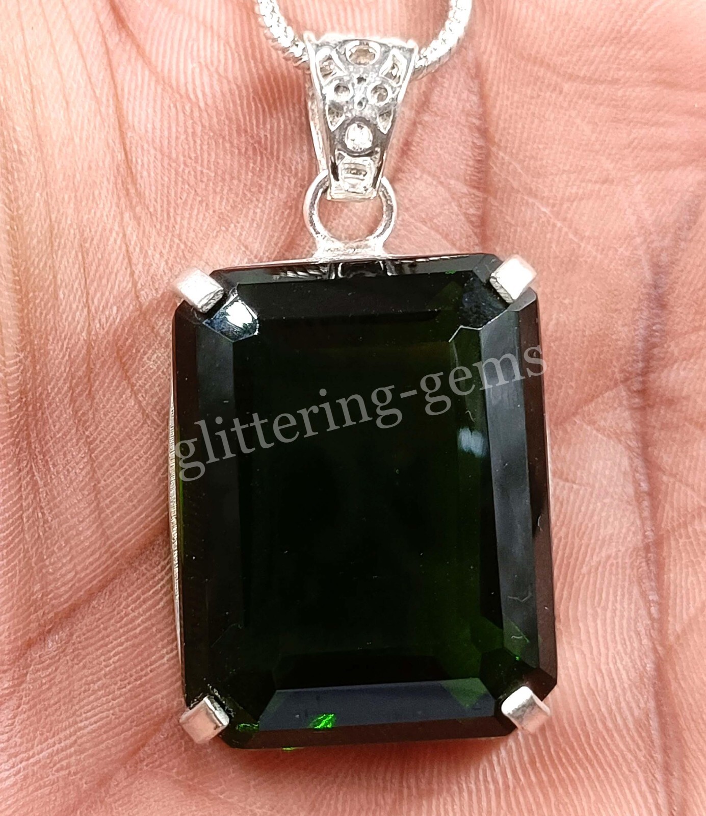 925 Silver Natural Hiddenite 91 CT Extremely Rare IGL Stunning Gemstone 25F