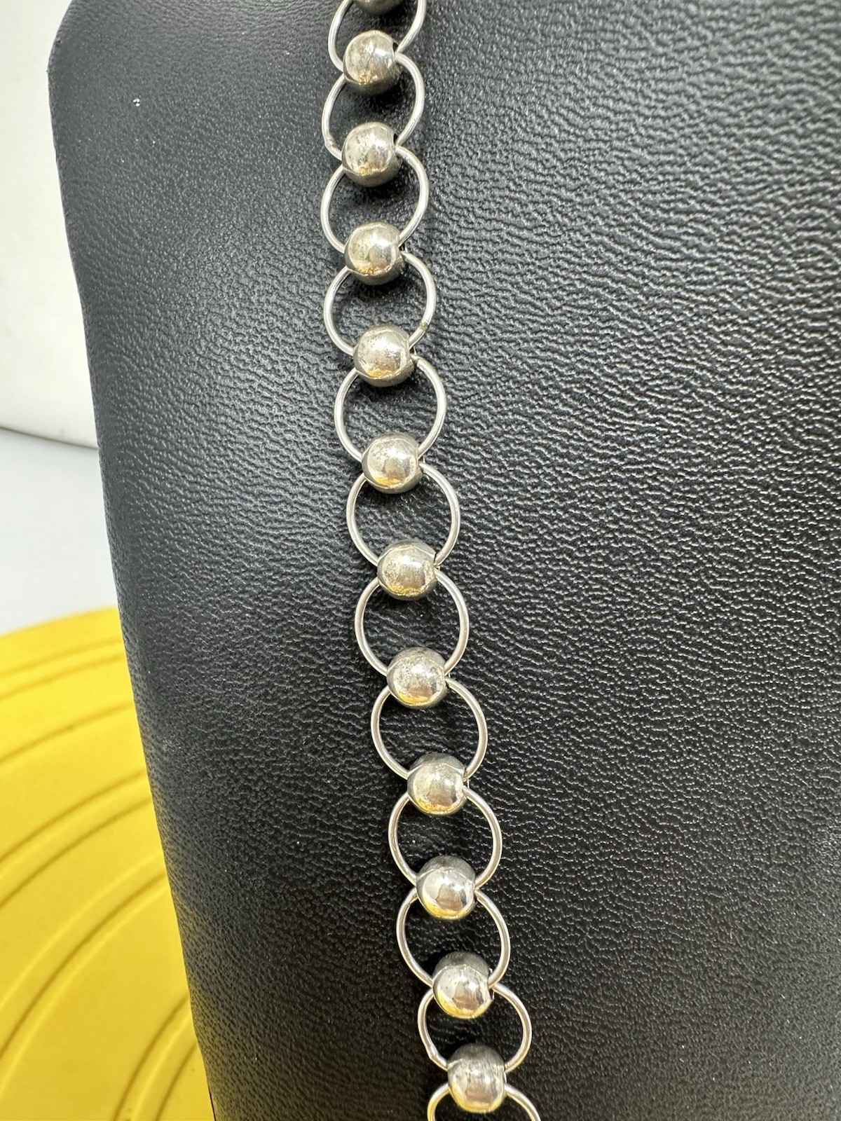 Sterling Silver Milor Rolo Bead & Circle Chain Choker Necklace Modern 20g 19 In