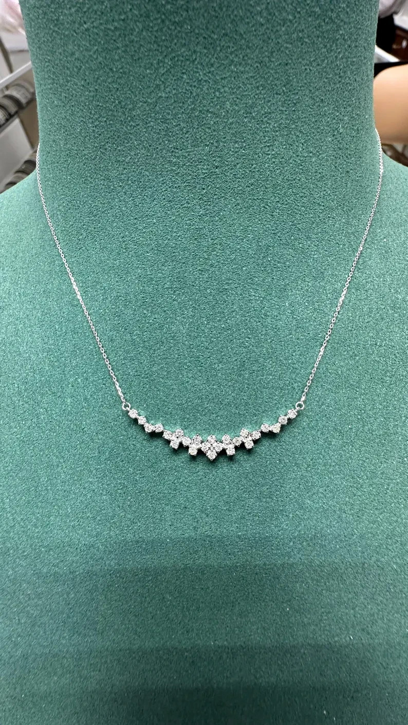 Women’s Necklace For Girlfriend Gift Round Lab Grown Diamond 14k White Gold
