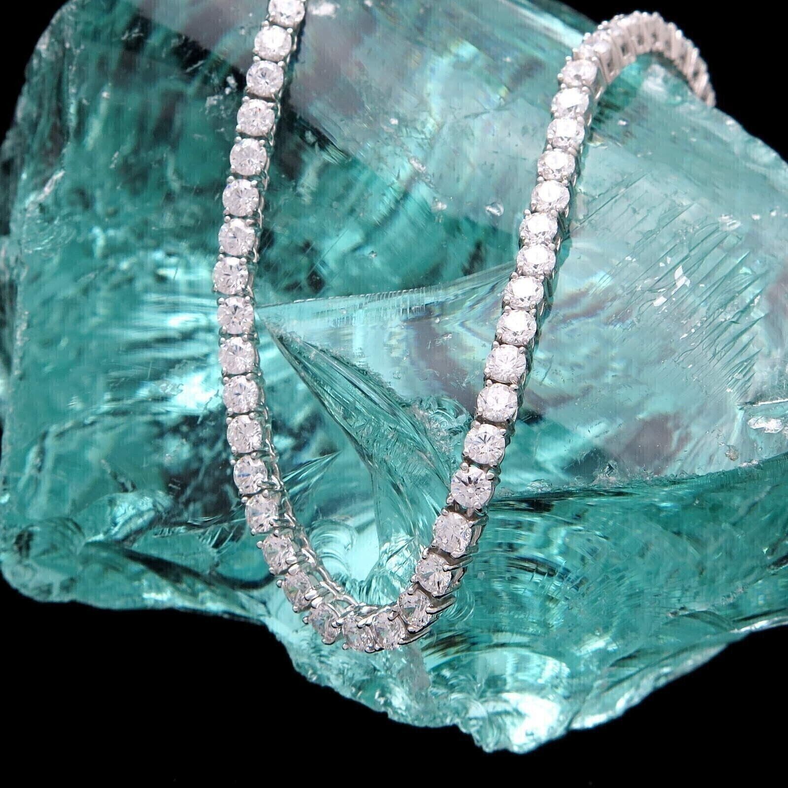 20 Ct Round Cut Lab Created Diamond Tennis Necklace 14K White Gold Plated Silver