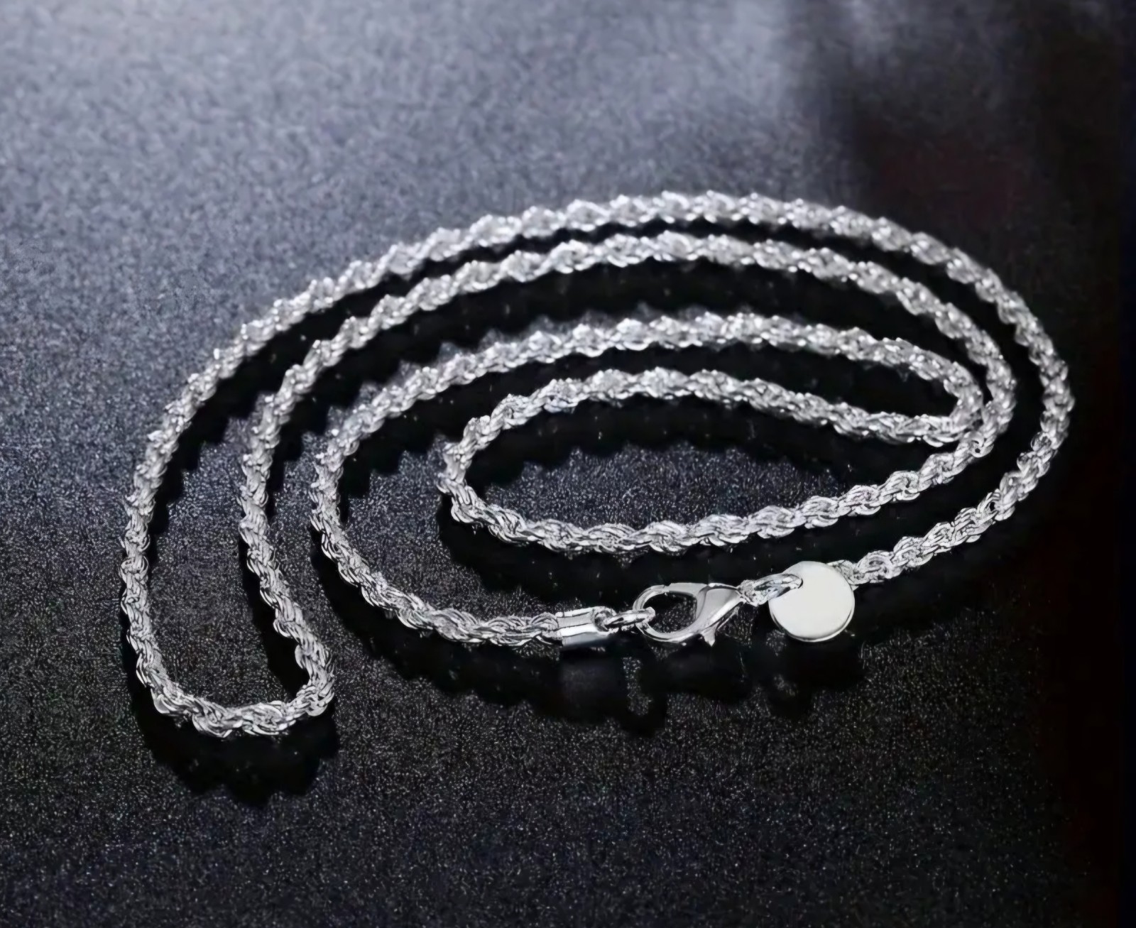 Sterling Silver Rope Chain Necklace 20″ Length Gift Free Ship USA Seller