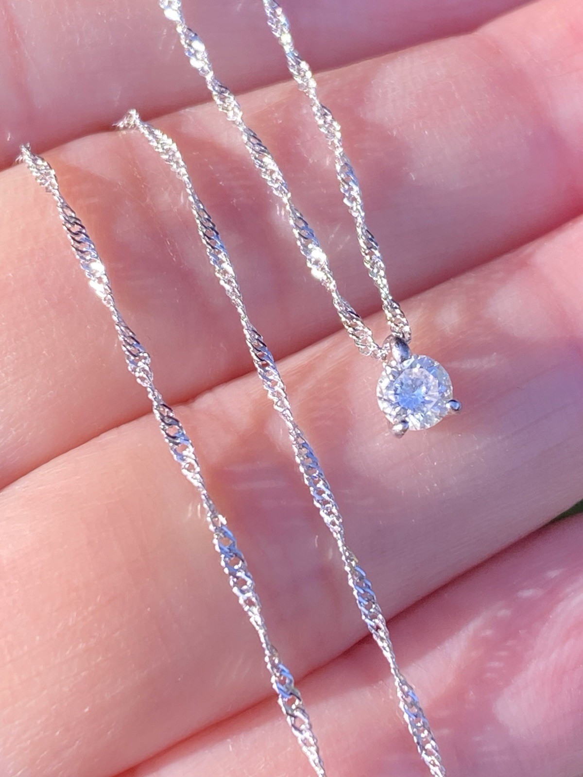 Platinum 0.20CT 100% Natural Quality White Diamond Pendant Necklace