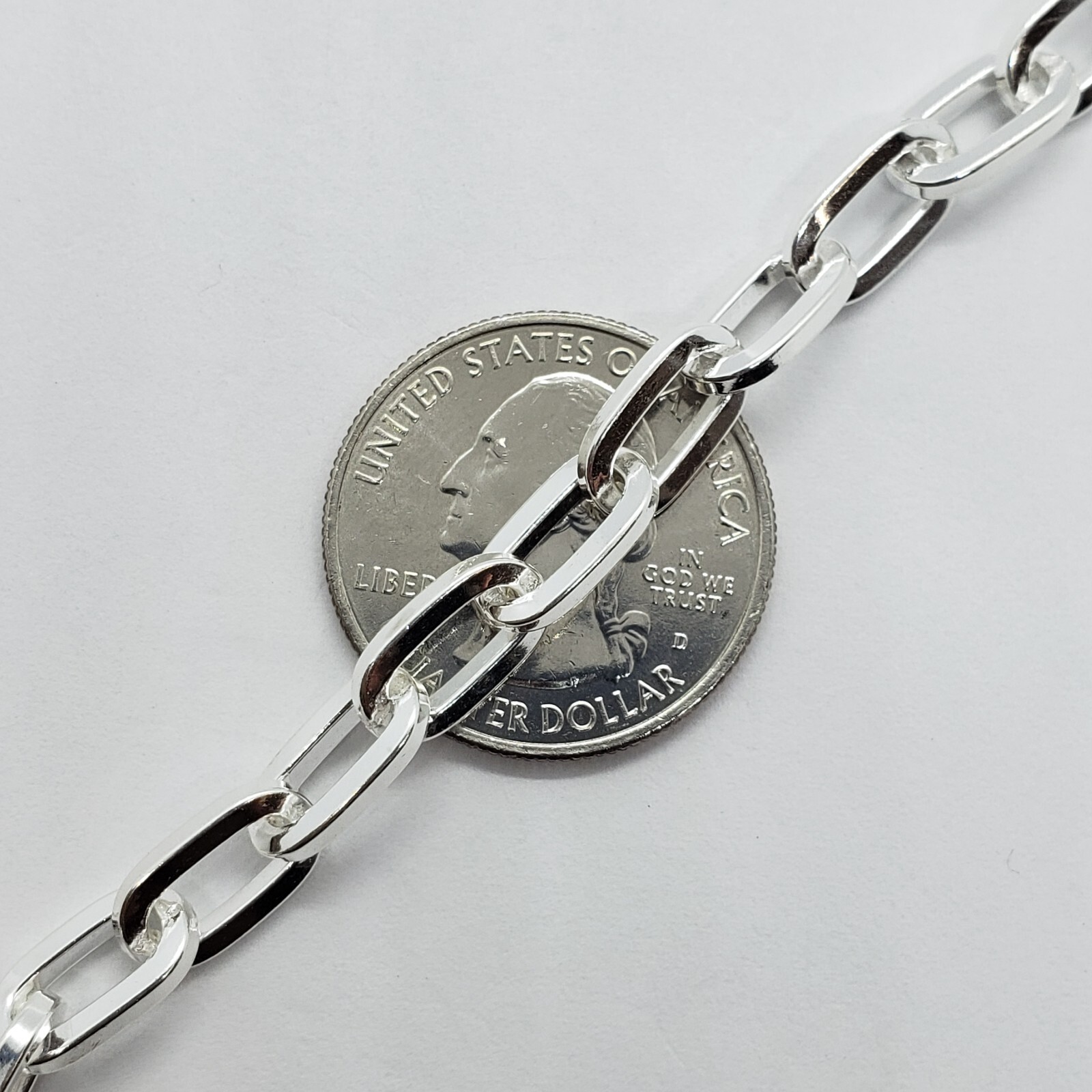 Sterling Silver Paperclip Cable Chain Necklace Bracelet Square Wire 6.5mm 7″~30″