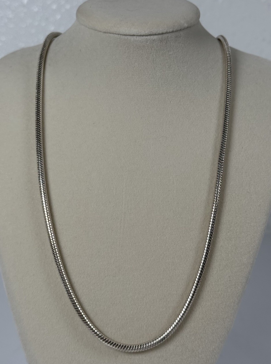 Sterling Silver 925 21.5” Necklace Snake Chain Classic 3mm