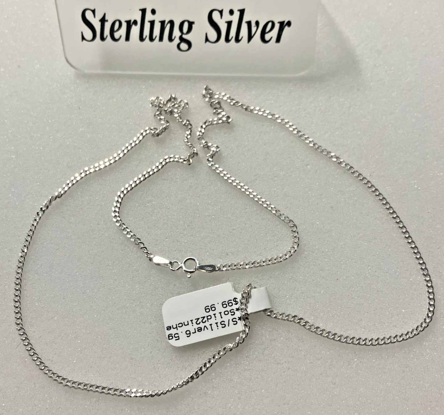 925 Italy Sterling Silver Solid Curb Link Chain Necklace 6.5grams 22” 2.1mm NWT