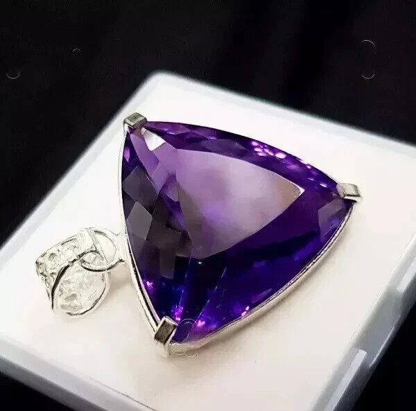 50.70 Ct+ Natural Purple Amethyst 925 Sterling Silver Pendant AG Gemstone